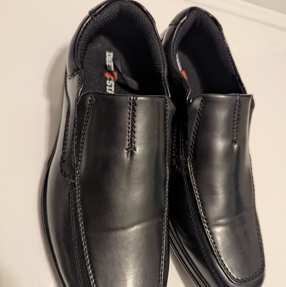 Deer Stags Kids Sleek Black Slip-On Loafers